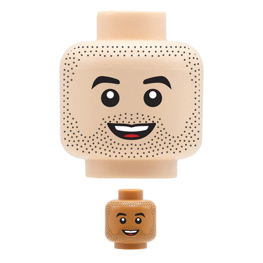 Buzzcut with Stubble - Custom Printed Minifigure Head