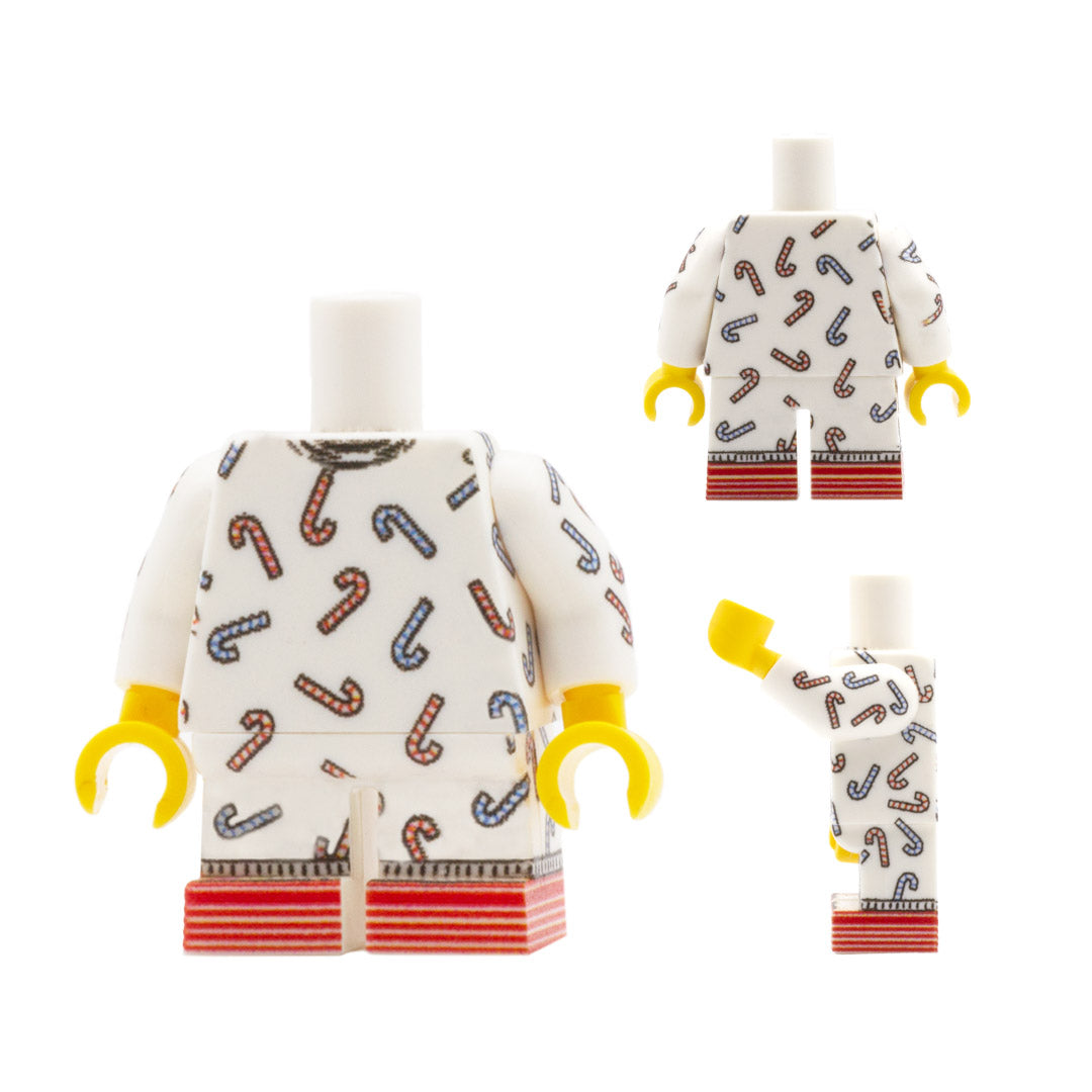 Candy Cane Pyjamas - Custom Design LEGO Minifigure with Short Legs