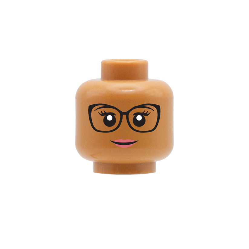 Cat Eye Glasses Smile - Custom Printed Minifigure Head – Minifigs.me