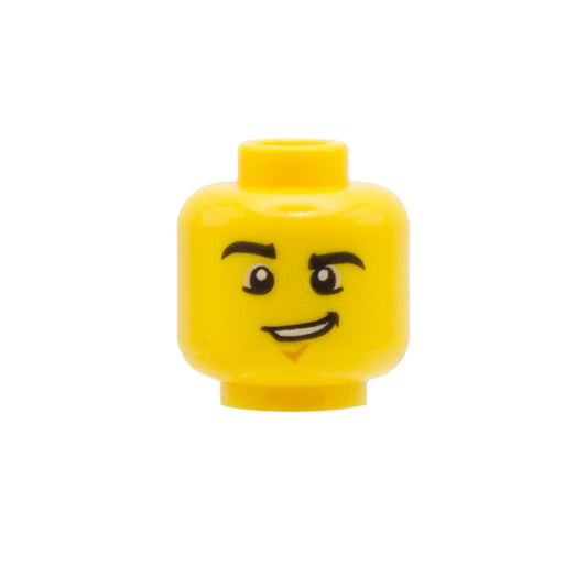 Cheeky Grin, Raised Eyebrow LEGO Minifigure Head