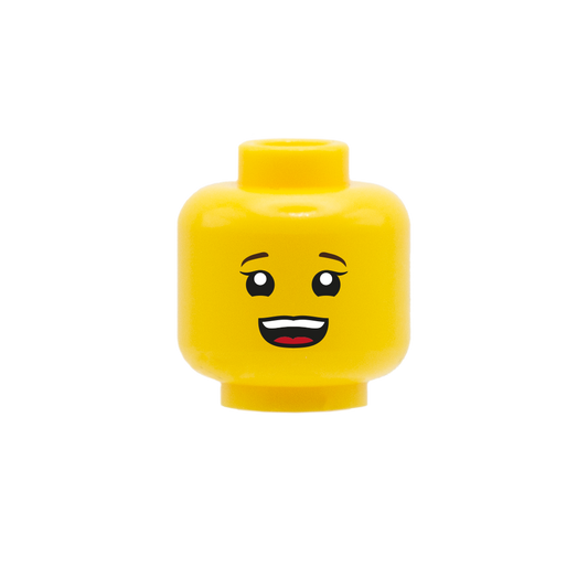 Child Head with Open Smile and Eyelashes - Custom Printed Minifigure Head
