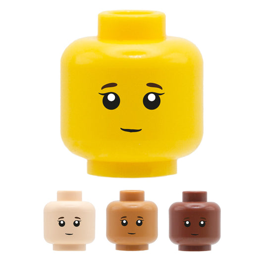 Child Head with Slight Smile and Eyelashes - Custom Printed Minifigure Head