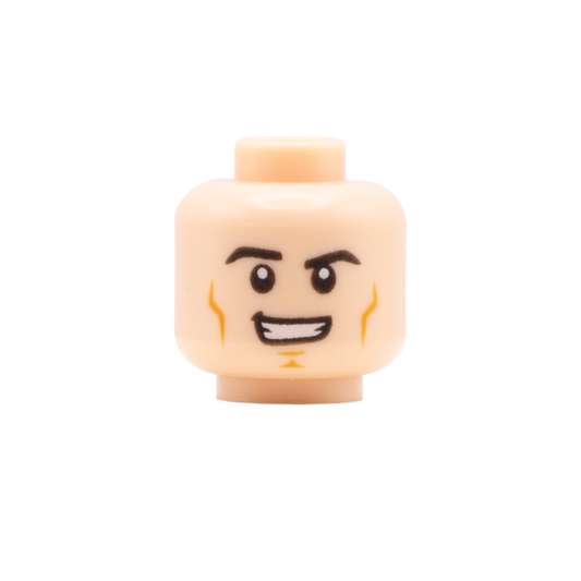 Chiselled Cheekbones Cheeky Grin / Angry Red Eyes - LEGO Minifigure Head