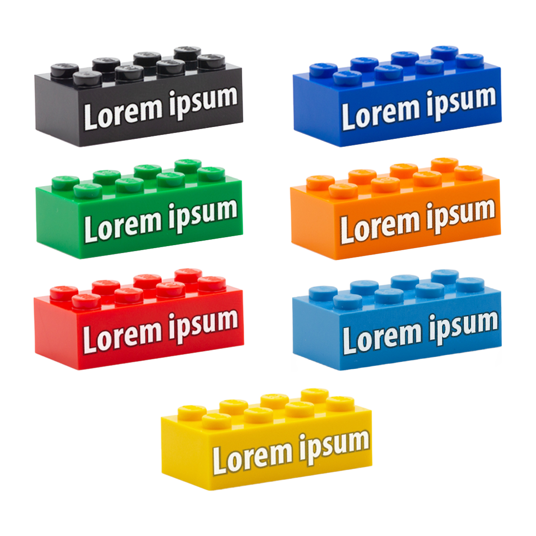 Personalised gift for LEGO fans made from LEGO brick in various colours with a custom text