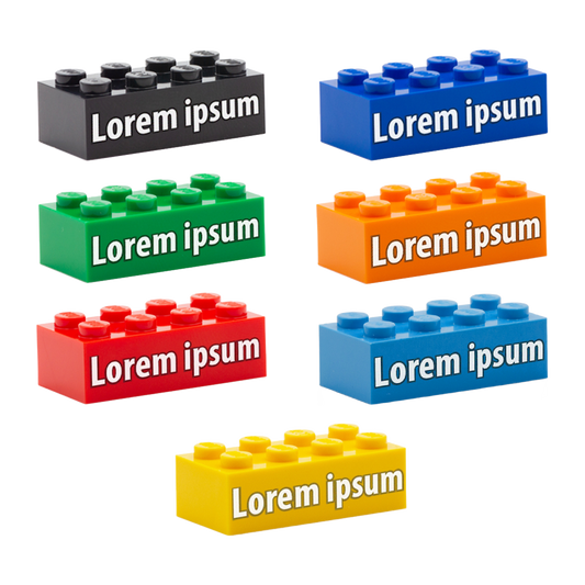 Personalised gift for LEGO fans made from LEGO brick in various colours with a custom text