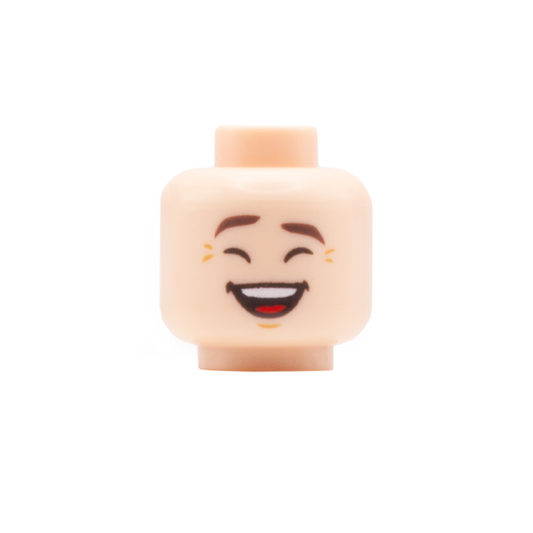 Creased Closed Eyes Happy with Smile/Raised Smirk - LEGO Minifigure Head