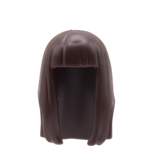 Dark Brown Over Shoulder with Blunt Fringe - LEGO Minifigure Hair