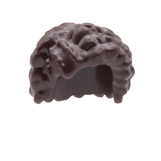 Dark Brown Big Curly Hair with Side Braids - LEGO Minifigure Hair