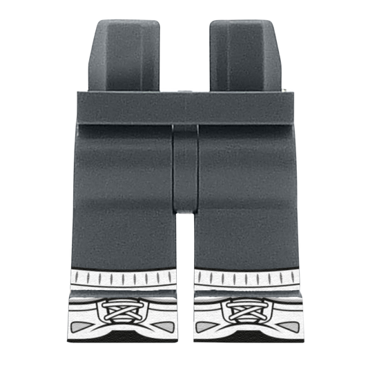 Dark Grey Trousers With White Socks - Custom Printed Minifigure Legs