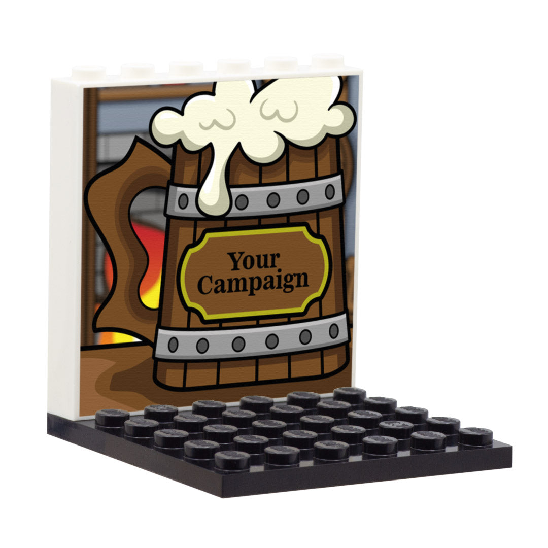 Customisable DnD Campaign Display Backpanel; Custom DnD Tankard - Custom Design LEGO Backpanel