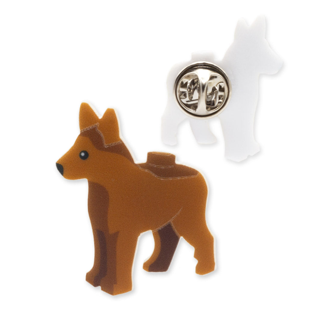 LEGO Dog Pin Badge (Alsatatian / German Shepherd)- Acrylic Pin Badge Accessory