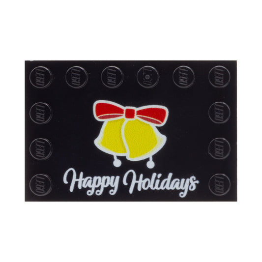 'Happy Holidays' Couples Baseplate with Festive Bell - Custom Printed Baseplate
