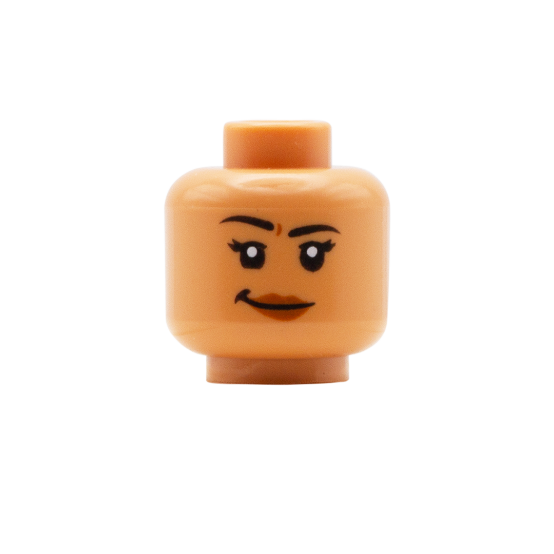 medium tan LEGO female head smile / smirk