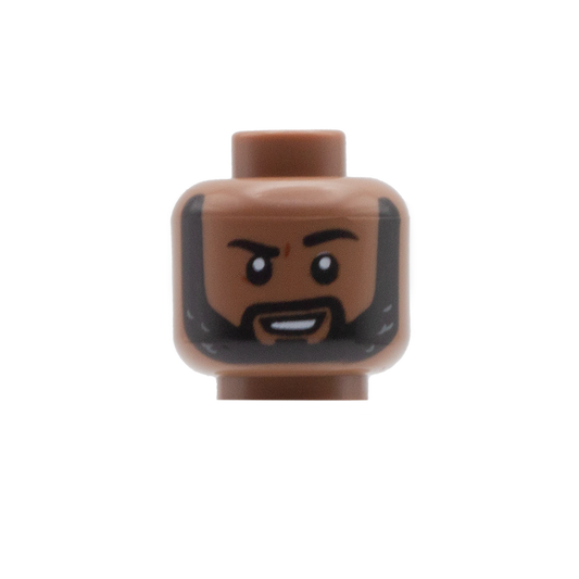 Black Beard Raised Eyebrow / Annoyed (Medium Brown) - LEGO Minifigure Head