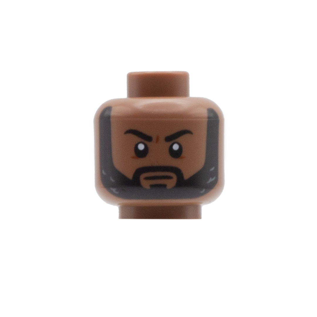 Black Beard Raised Eyebrow Annoyed Medium Brown LEGO Minifigure Minifigs.me