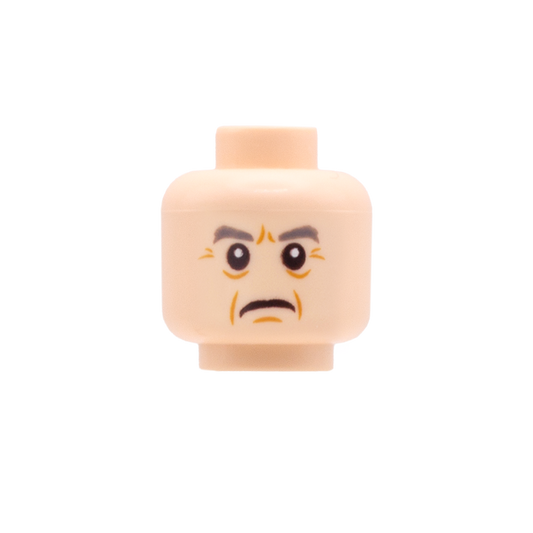 Elderly Face with Frown (Light Skin Tone) - LEGO Minifigure Head