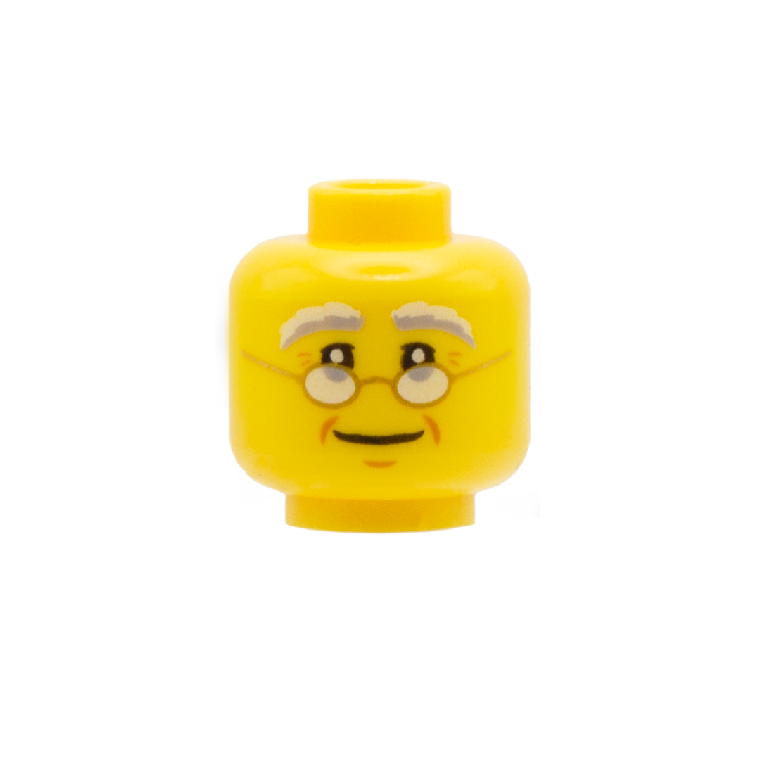 Elderly Glasses LEGO Head - LEGO Minifigure Head