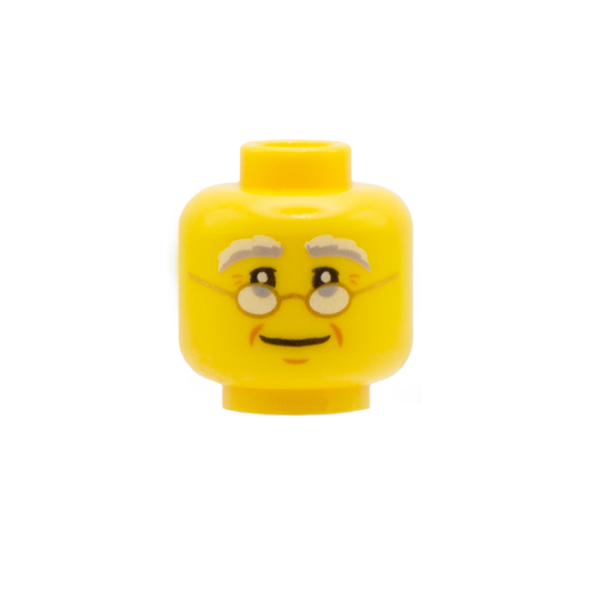 Elderly Glasses LEGO Head - LEGO Minifigure Head