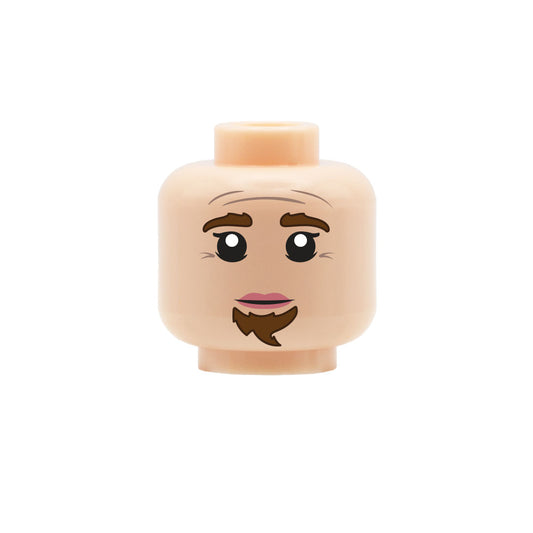 Feminine Dwarf Head with Goatee (Various Skin Tones and Beard Colours) - Custom Design Minifigure Head
