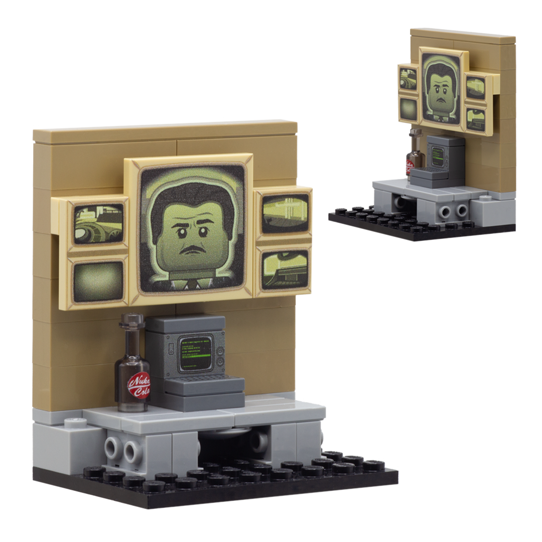 Fallout Mr. House Control Room LEGO Minibuild Display - Custom LEGO Minifigure Display