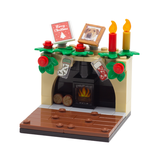 Personalised Christmas Fireplace LEGO Minifigure Display