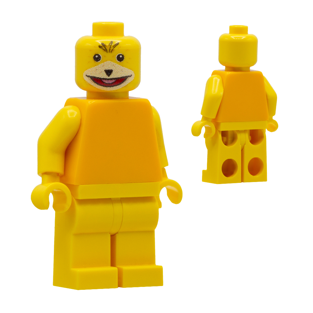 Yellow toy minifigure inspired by the 90's icon, Flat Eric