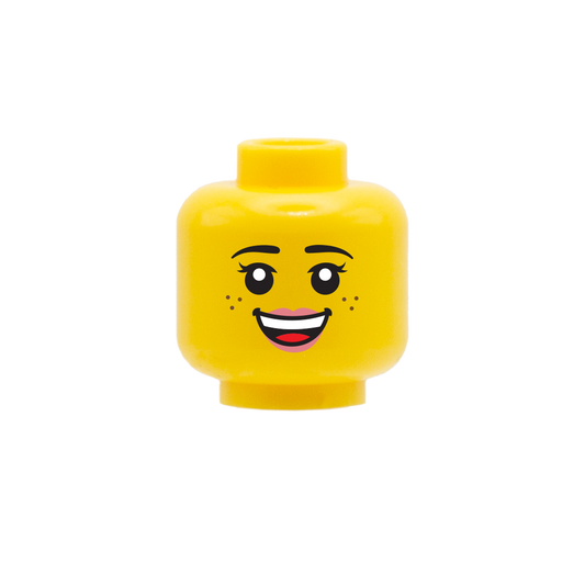 Freckles Happy Smile / Closed Eyes Smile - Custom Printed Minifigure Head