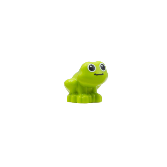 Smiling LEGO Friends frog with big eyes and cute smile.