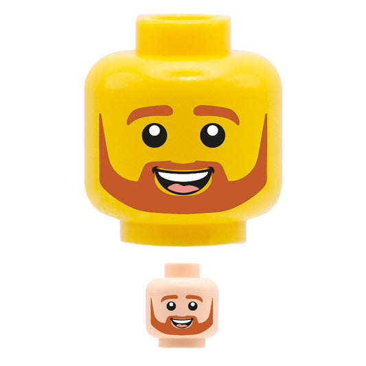 Ginger Beard Open Smile - Custom Printed Minifigure Head