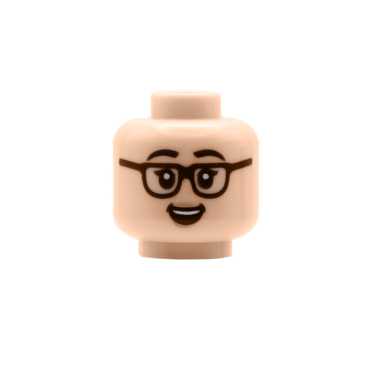 Glasses with Flicked Eyelashes and Surprised Open Smile - LEGO Minifigure Head