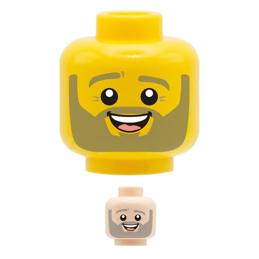 Greyish Blonde Beard Cute Smile - Custom Printed Minifigure Head