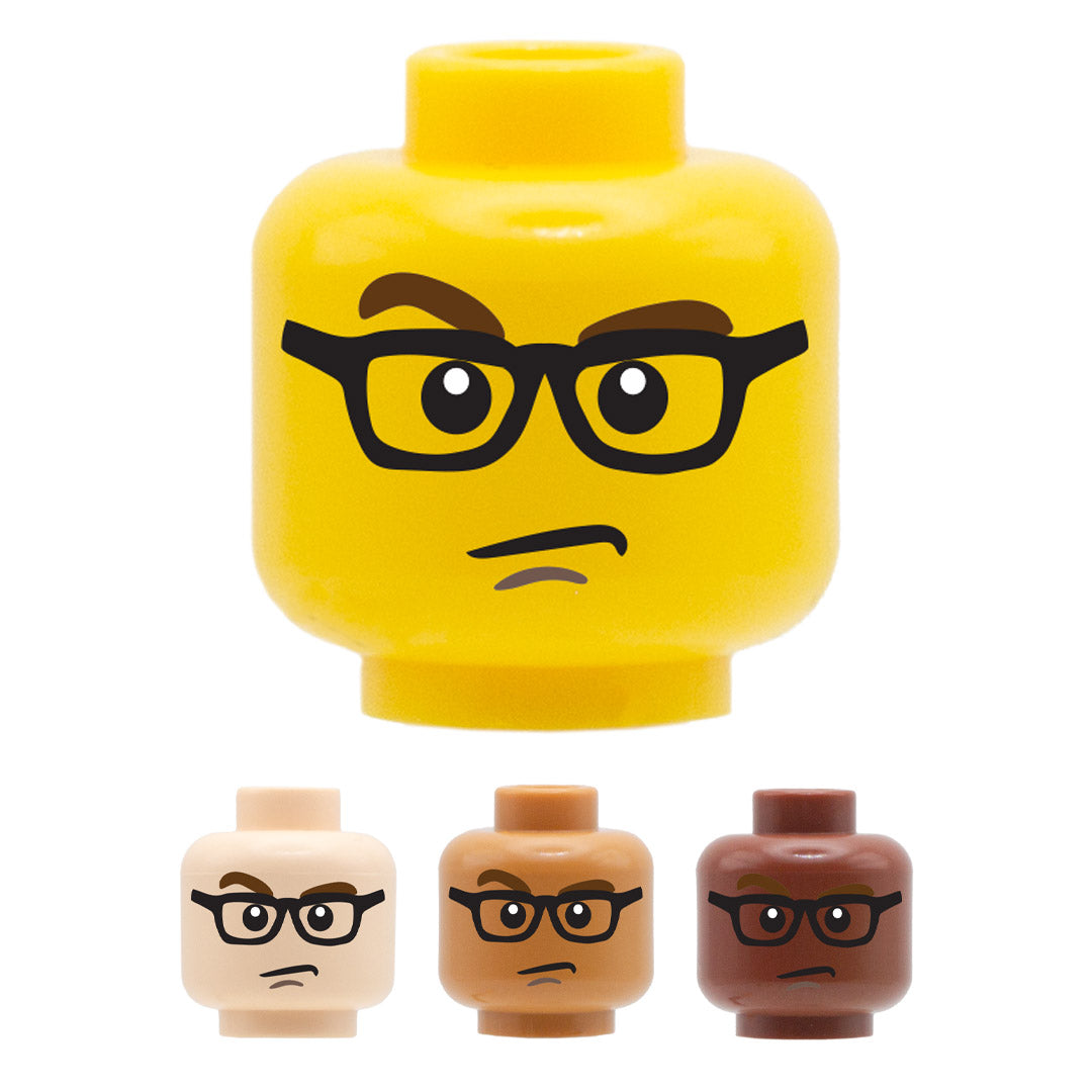Grumpy Glasses - Custom Printed Minifigure Head – Minifigs.me