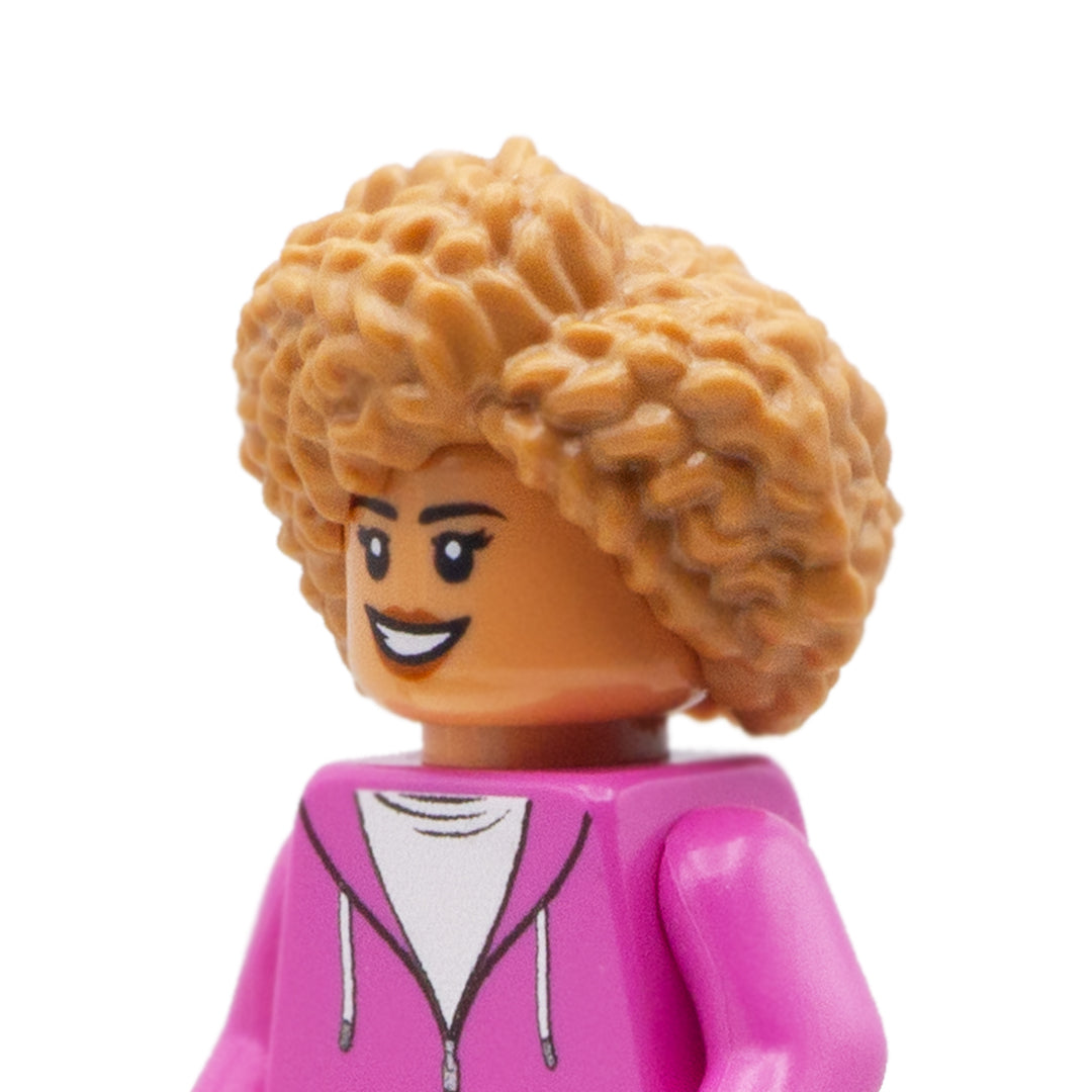 Medium Nougat Coiled Female Parted LEGO minifigure hair