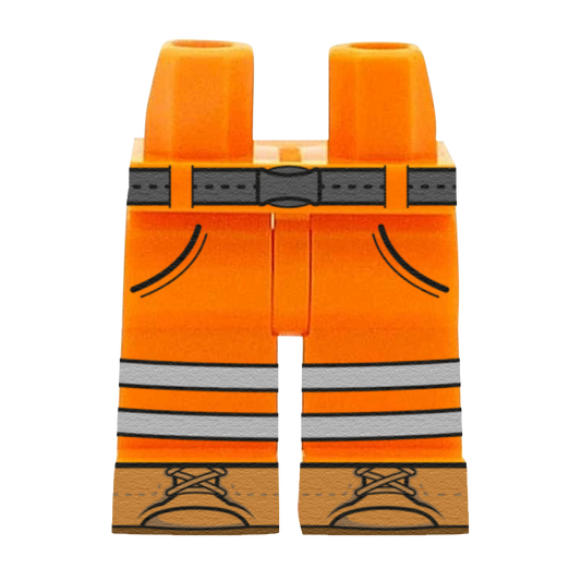 Orange Hi Vis Trousers - Custom Printed Minifigure Legs