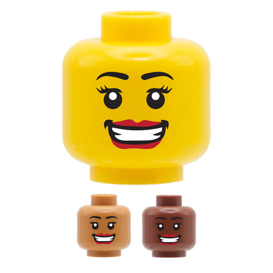 Huge Smile, Red Lipstick - Custom Printed Minifigure Head
