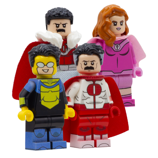 Invincible, Omni Man, Atom Eve and Thragg from the animated series 'Invincible' - Custom Design LEGO Minifigures