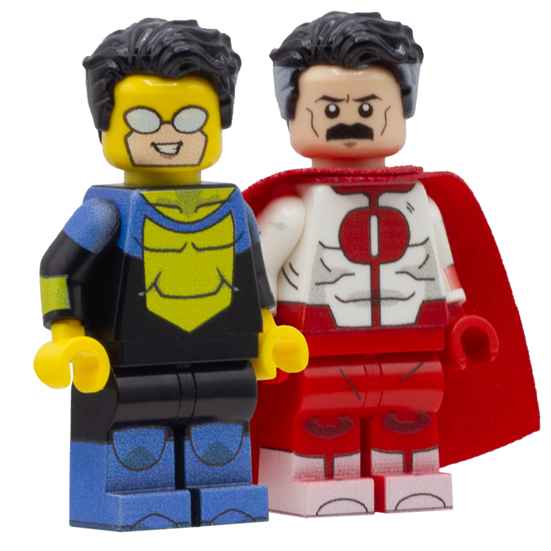 Invincible and Omni Man from the animated series 'Invincible'; voiced by Steven Yeun and J.K. Simmons - Custom Design LEGO Minifigures