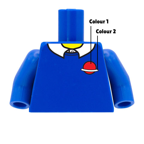 School Jumper with Custom Coloured Emblem - Custom Design Minifigure Torso