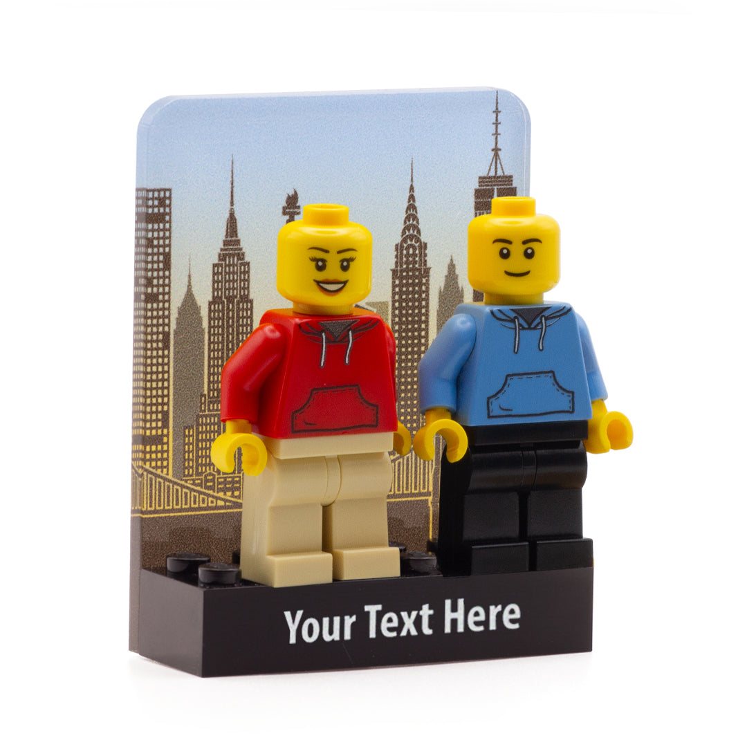 Custom LEGO Minifigure Display - New York skyline romantic gift