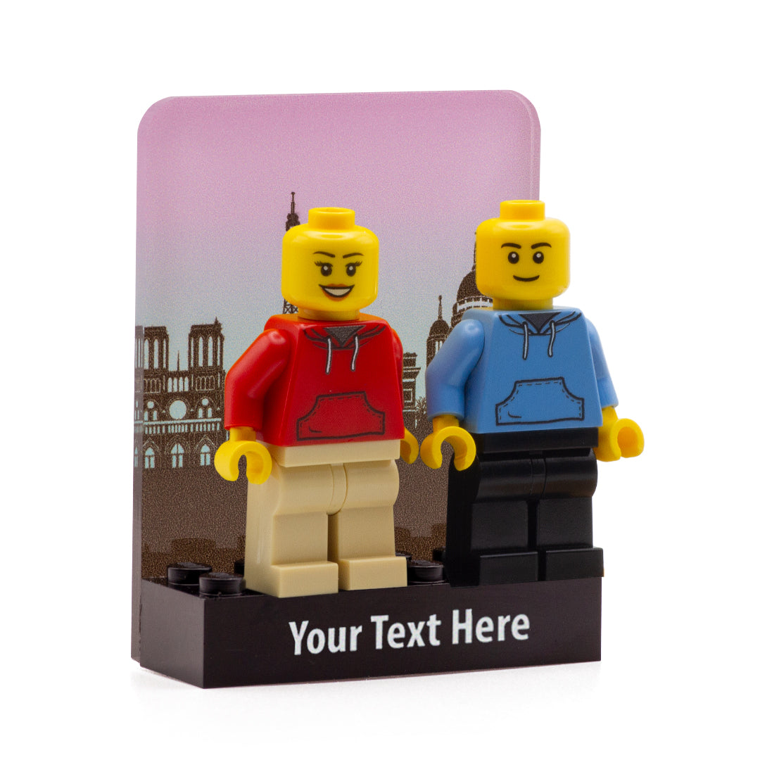 Custom LEGO Minifigure Display - Paris skyline romantic gift