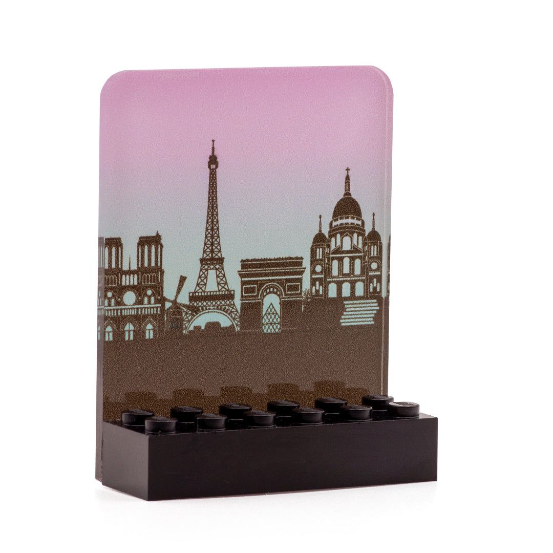 Custom LEGO Minifigure Display - Paris skyline romantic gift