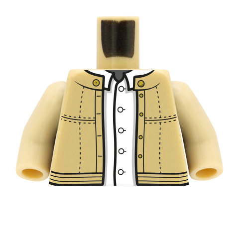 Leather Jacket Over Shirt - Custom Design Minifigure Torso
