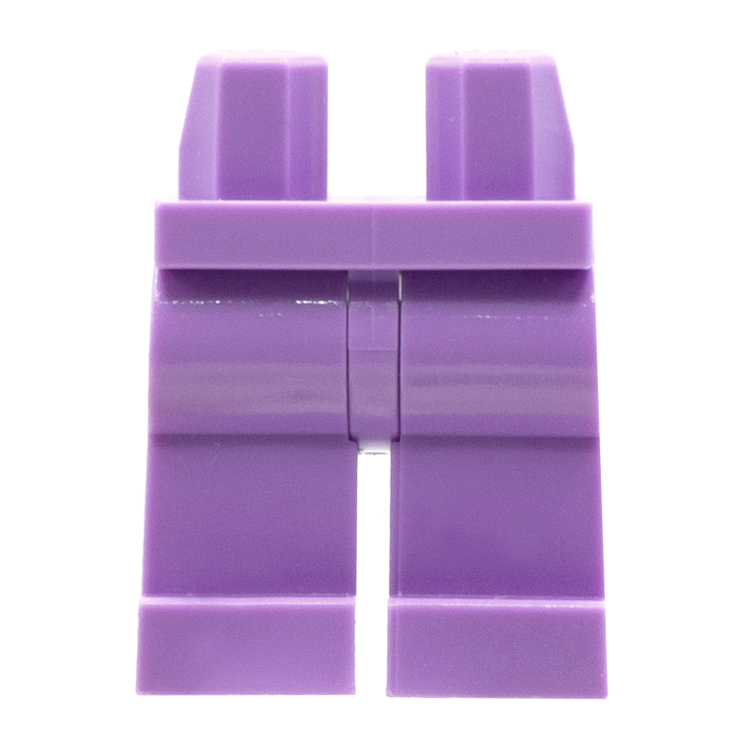 Standard size lilac LEGO minifigure legs, front view
