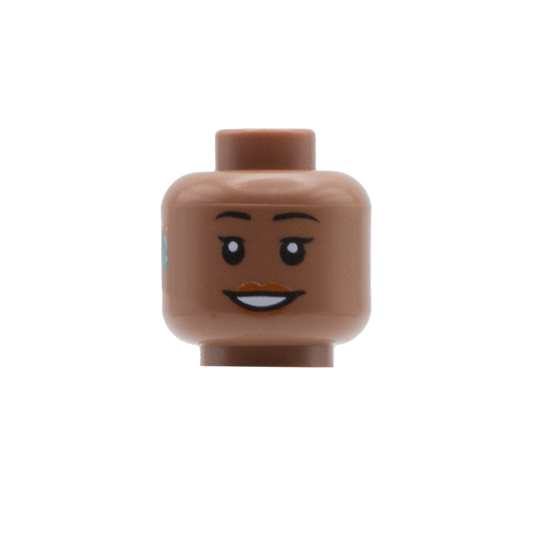 Lipstick Smile with Hearing Aid (Medium Brown) - LEGO Minifigure Head