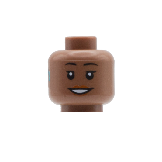 Lipstick Smile with Hearing Aid (Medium Brown) - LEGO Minifigure Head