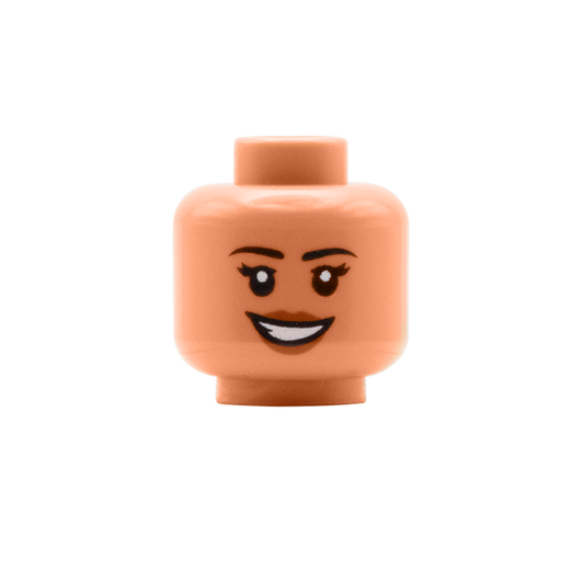 Long Eyelashes Confident Smile / Smirk (Nougat) - LEGO Minifigure Head