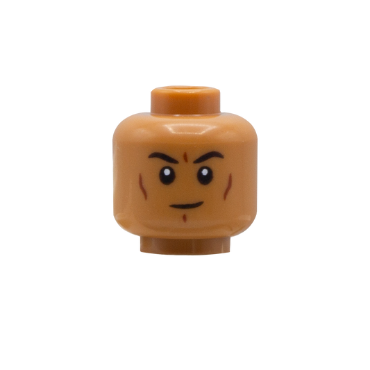 LEGO minifigure head with accomplished expression in Medium Flesh skin tone.