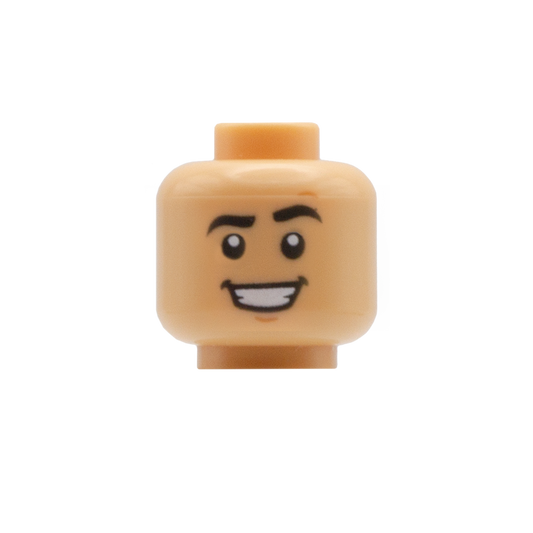 Raised Eyebrow Grin (Medium Tan) - LEGO Minifigure Head