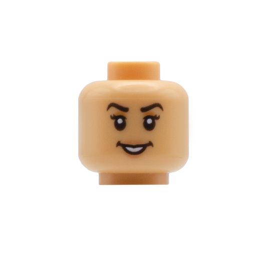 Arched Eyebrows Cute Smile / Annoyed (Medium Tan) - LEGO Minifigure Head