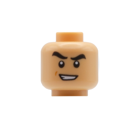 Serious Smile with Expressive Eyebrows (Medium Tan) - LEGO Minifigure Head